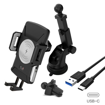 2020 New Auto clamping Fast Qi Wireless Car Mount cell phone Charger 10W  Infrared Sensing Phone Holder